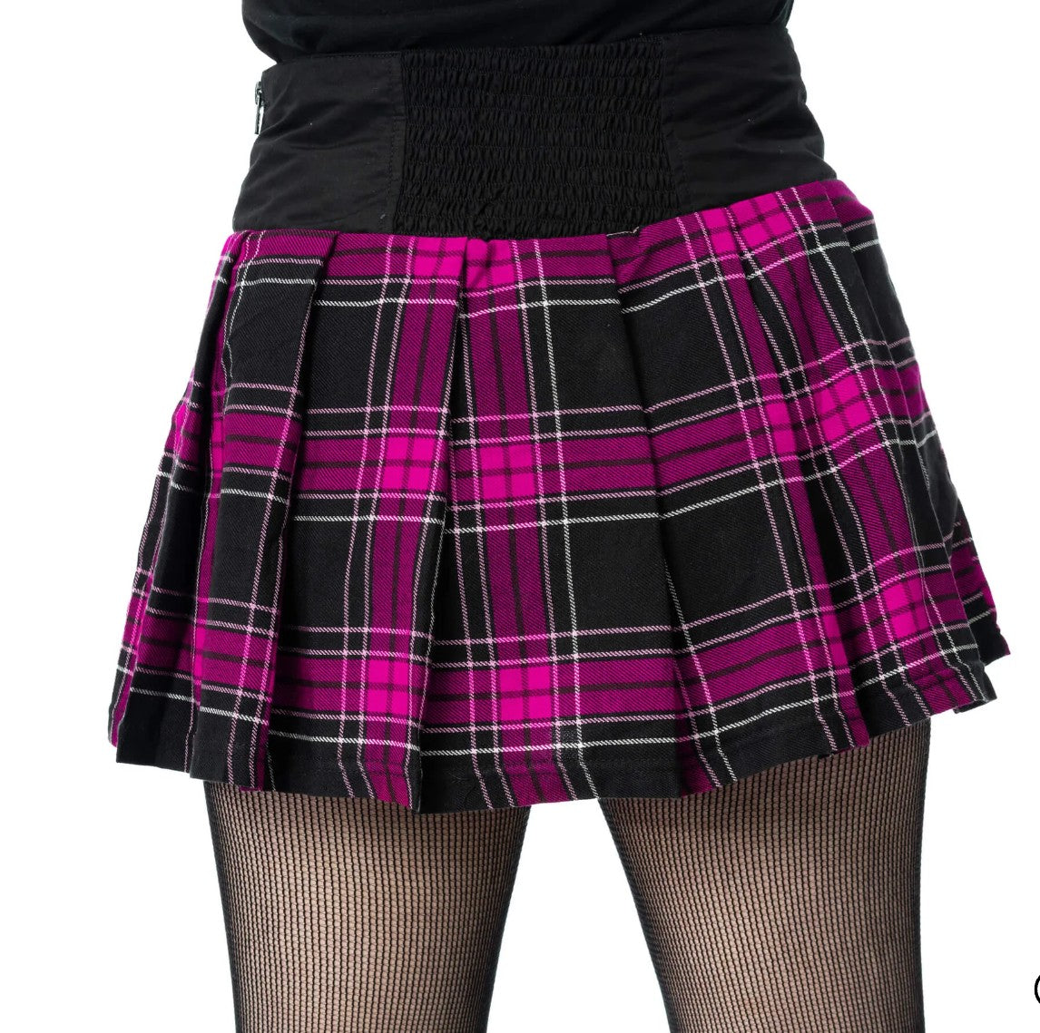 NIXIE SKIRT - BLACK/DARK PINK CHECK