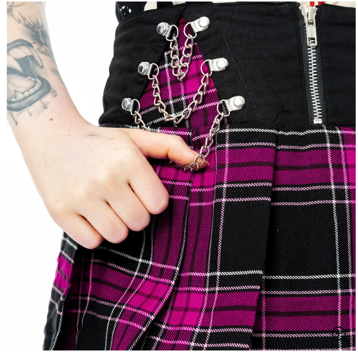 NIXIE SKIRT - BLACK/DARK PINK CHECK