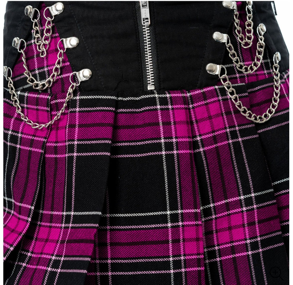 NIXIE SKIRT - BLACK/DARK PINK CHECK