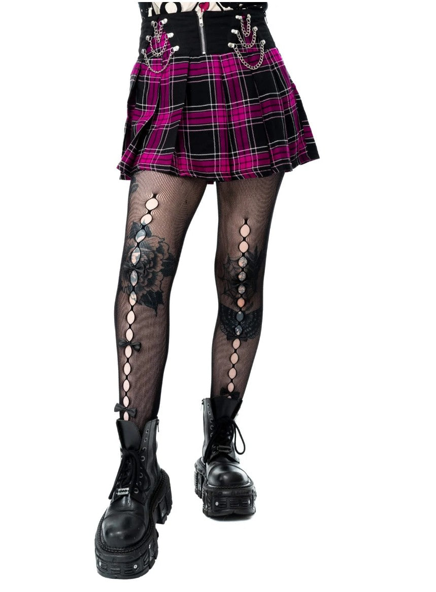NIXIE SKIRT - BLACK/DARK PINK CHECK