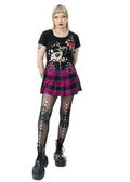 NIXIE SKIRT - BLACK/DARK PINK CHECK