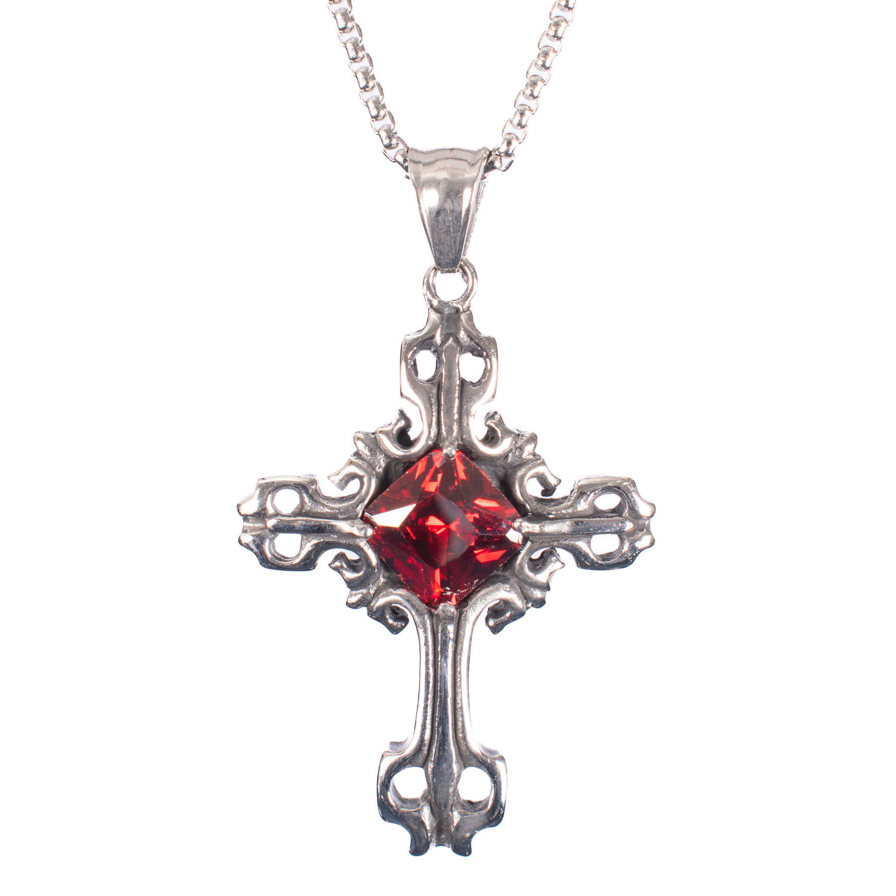 CRUCITHRA PENDANT - SILVER/RED