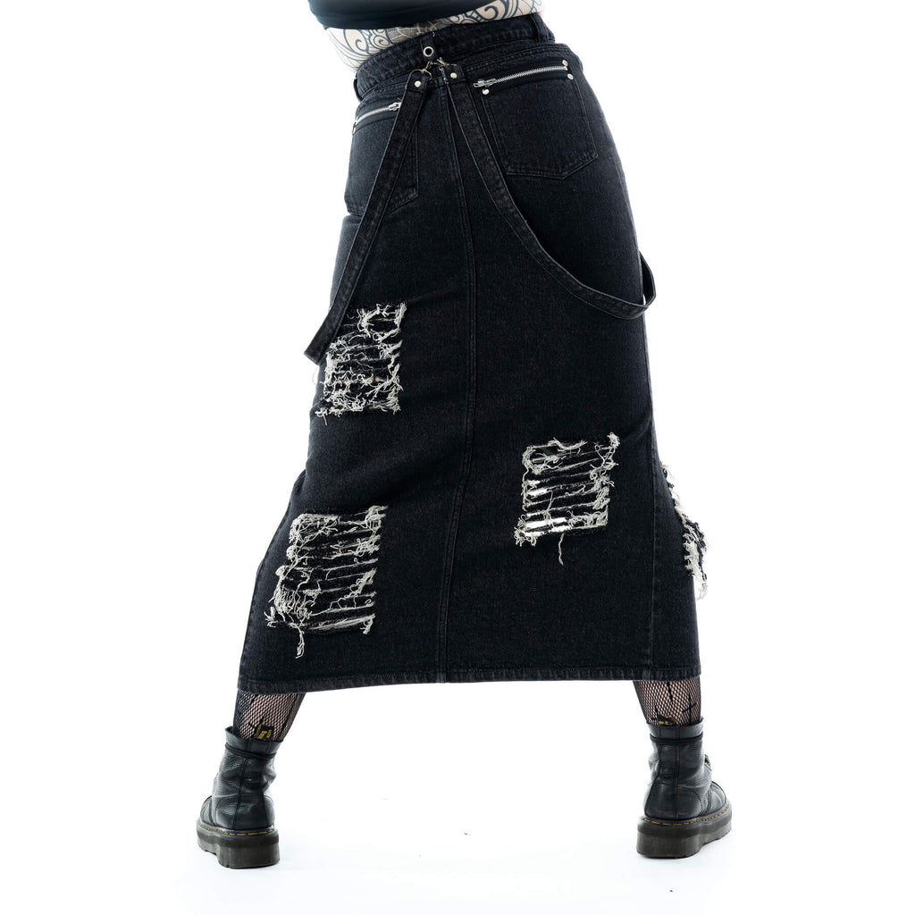 RUNA SKIRT - BLACK STONEWASH