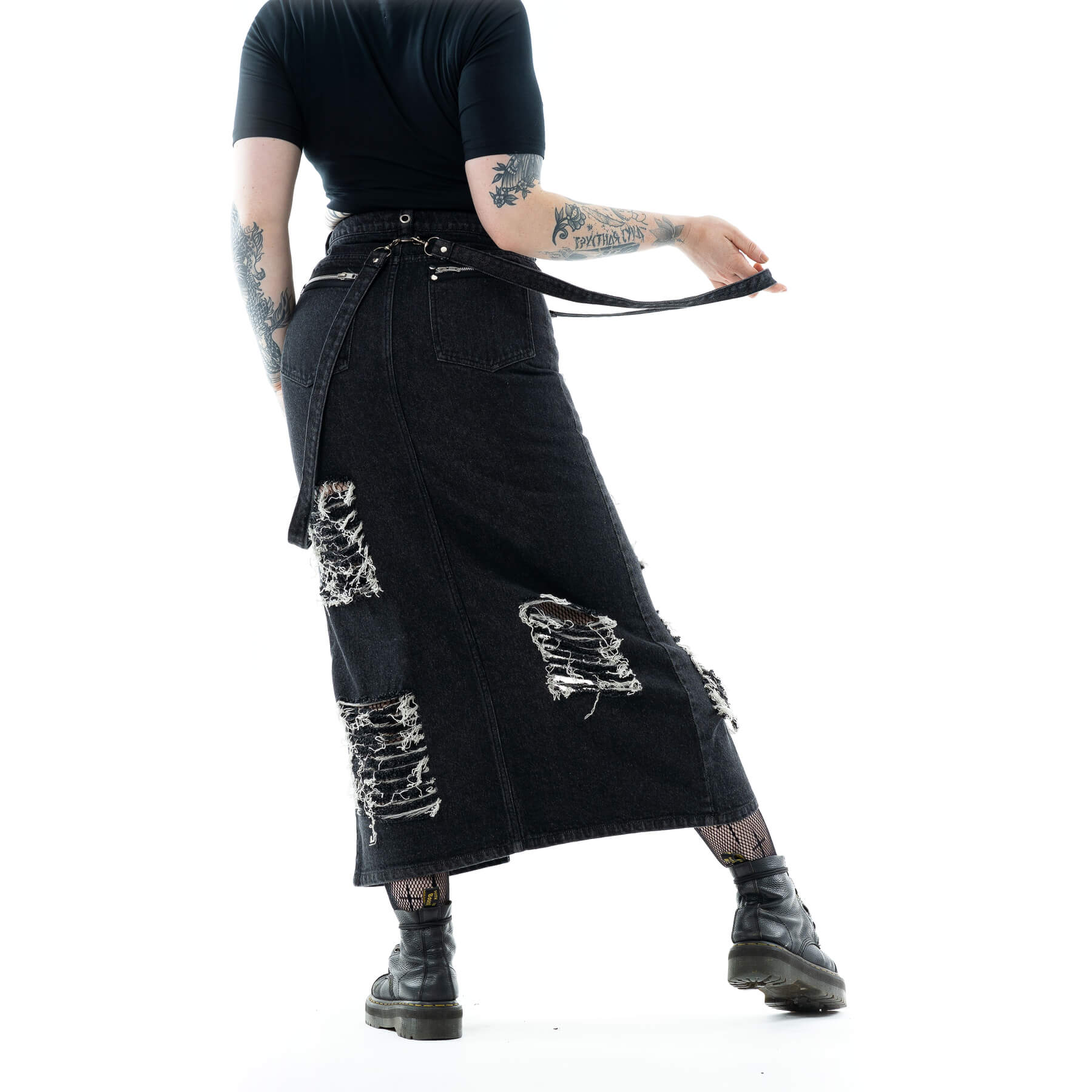 RUNA SKIRT - BLACK STONEWASH