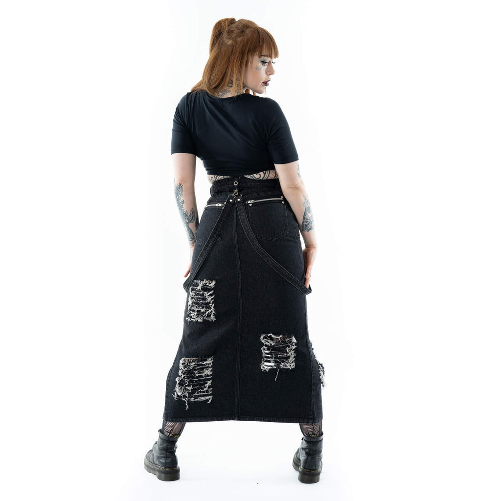RUNA SKIRT - BLACK STONEWASH