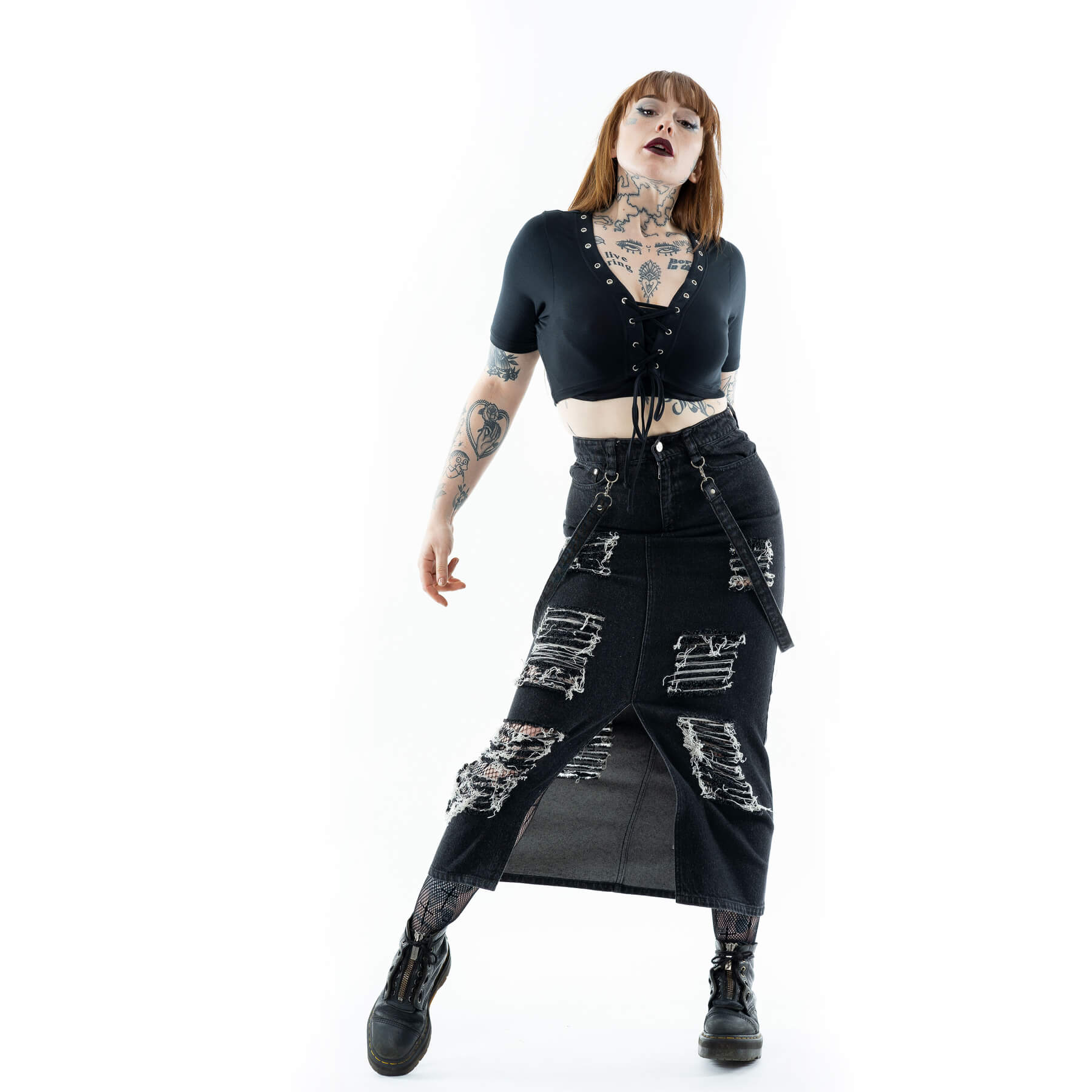 RUNA SKIRT - BLACK STONEWASH