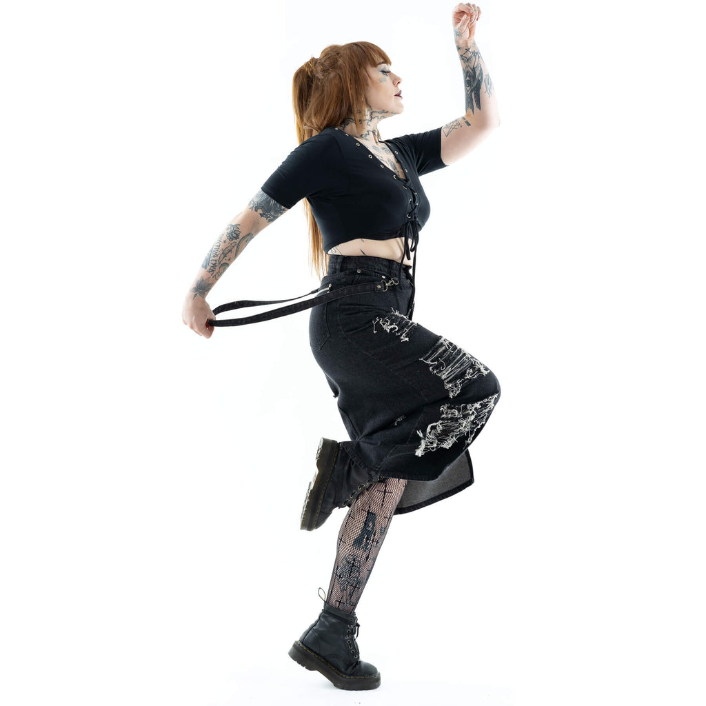 RUNA SKIRT - BLACK STONEWASH