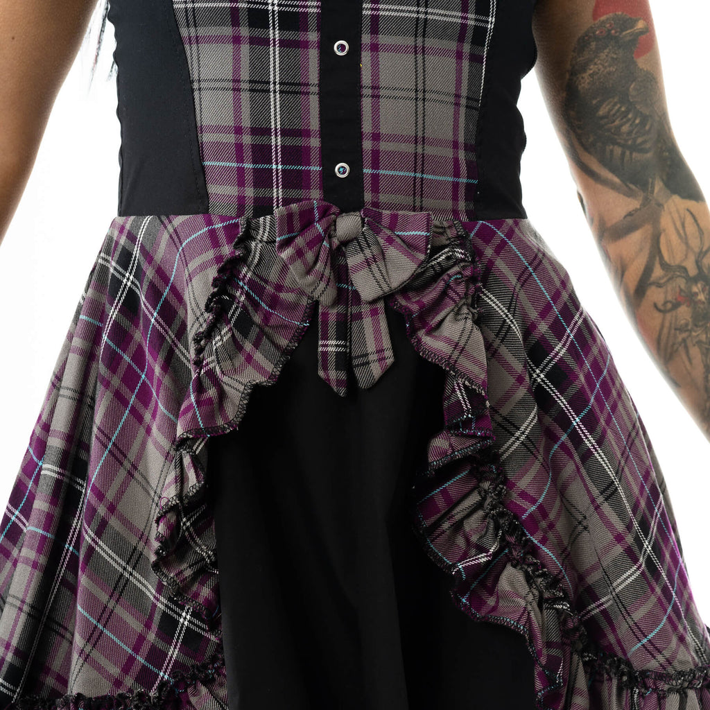 TEMPEST DRESS - GREY/PURPLE CHECK