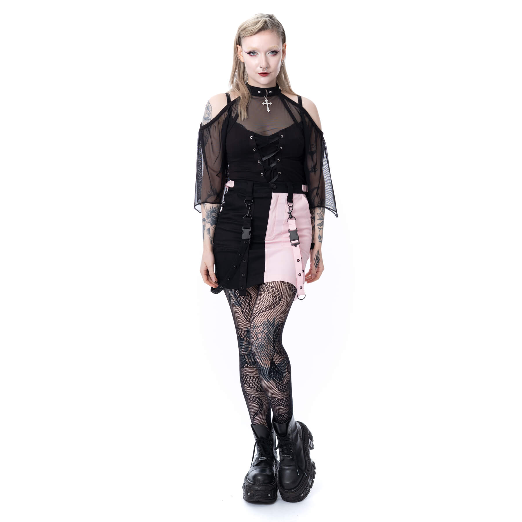 VEIL AND VOID SKIRT - BLACK/PINK